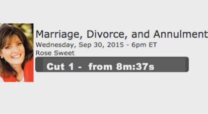 To Rose Sweet: When speaking about divorce, will you please kindly consider consistently mentioning the full teaching of the Church on separation and divorce? This can help stop the spread of the plague of divorce.  I ask you to consider excerpts from a radio interview you did