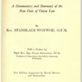 New Code of Canon Law, Commentary and Summary (Woywod)