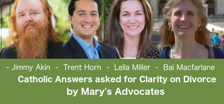 Catholic Answers asked for Clarity on Divorce
