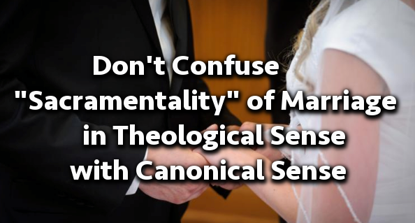 I’m concerned that readers are getting the impression that a baptized person must have an intention of “sacramentality” to validly marry.  Sacramentality has different meanings in different contexts. Sacramentality equals permanence in the context of validity of marriage. I don’t want our priests to be overburdened with a unnecessary requirement of judging whether each of the engaged parties has the adequate desire to live life as a fully authentic Catholic.