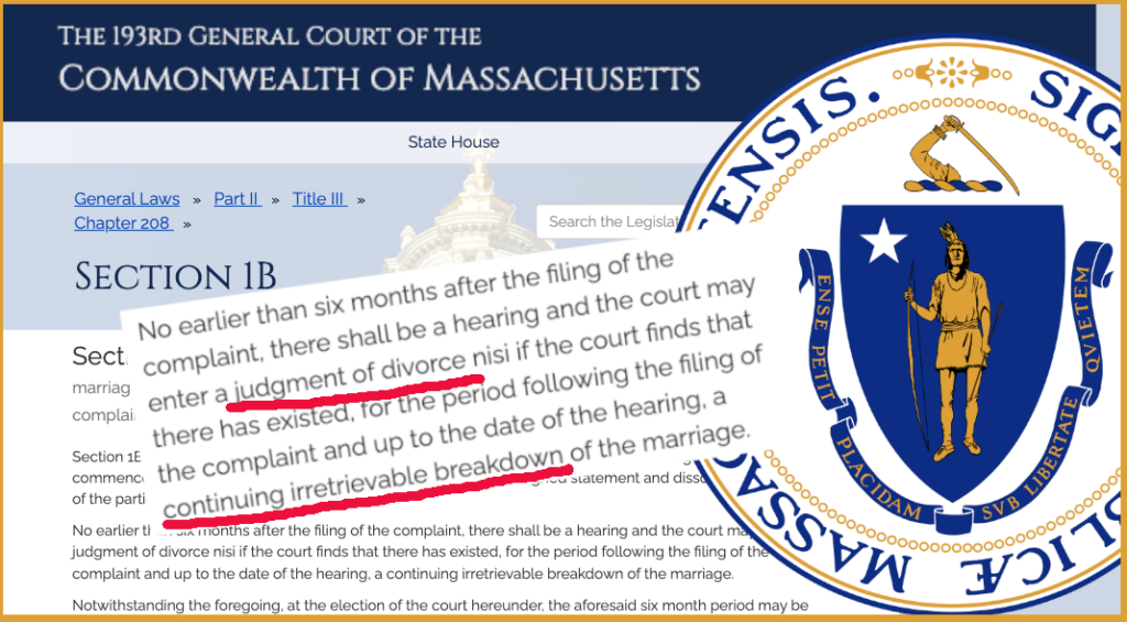 ... under Viewpoint-Discrimination. On February 15th, the divorce defendant, Mark E. Dallmeyer, filed a claim that the Massachusetts no-fault divorce law is unconstitutional. See Motion to Dismiss. He’s inviting other divorce defendants to do the same.  In Massachusetts, six months after a plaintiff’s filing, the court can force a divorce on any defendant, simply because the plaintiff says that the marriage is “irretrievably broken